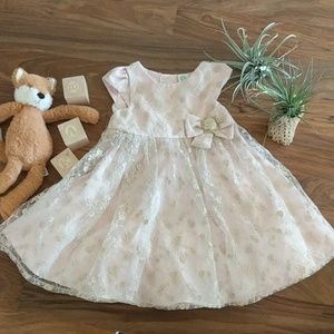 Little Me pink and gold dress with bow size 24M